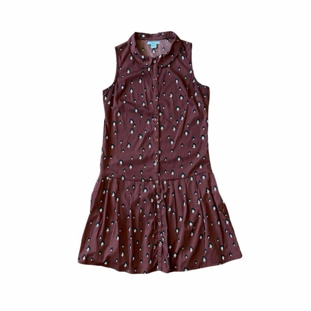 Bar III Brown Print Midi Shirt Dress - Size S